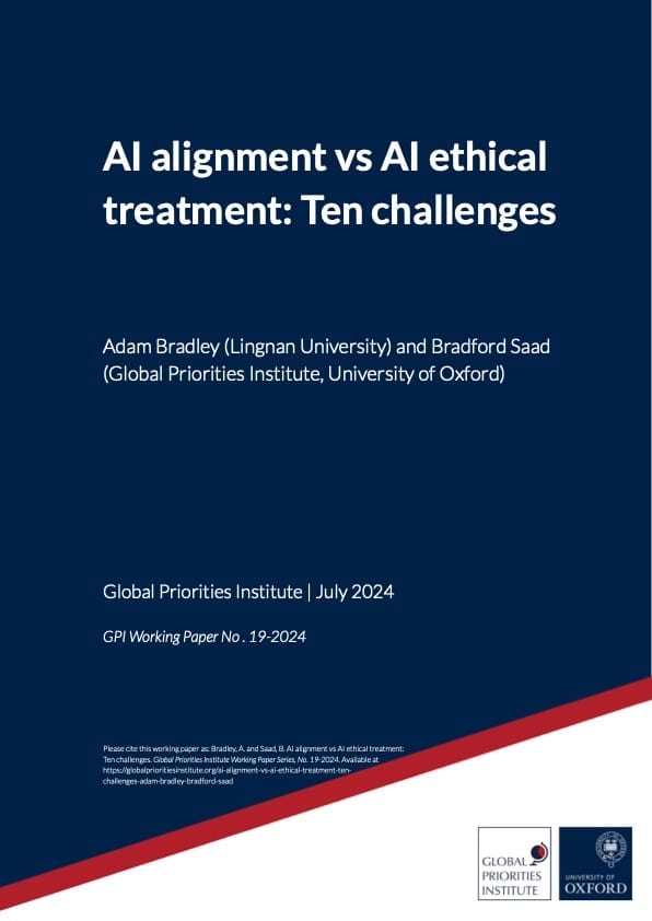 AI Alignment vs AI Ethical Treatment: Ten Challenges
